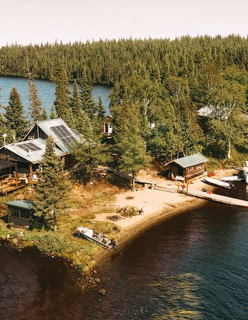 Aerial view of the Pourvoirie du Lac Lacroix.