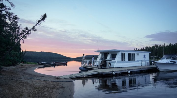 Houseboat at sunset