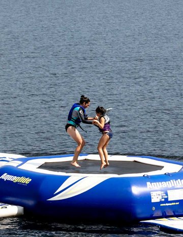 Floating play module on water