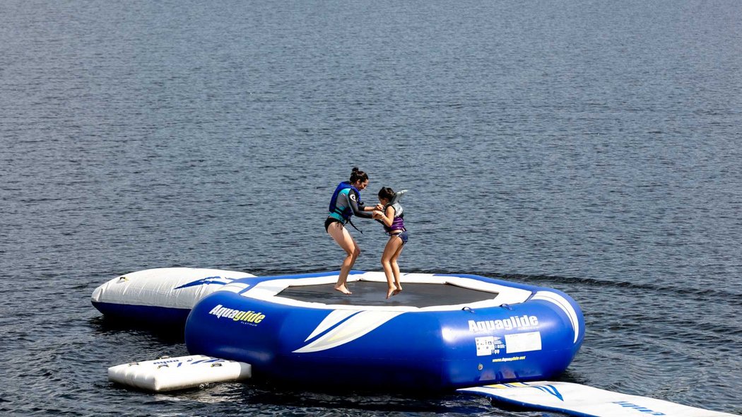 Floating play module on water