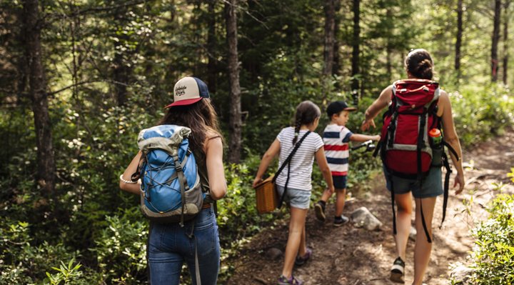 A family on a hike 