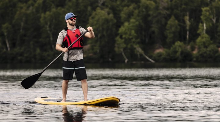A man on a paddle board