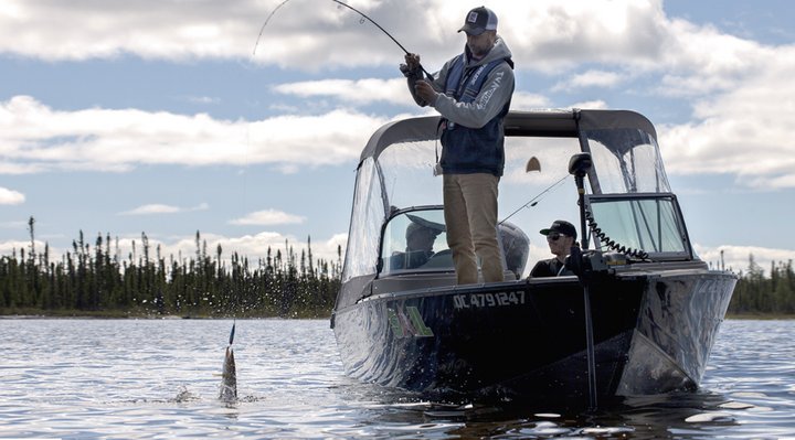 A man fishing.
