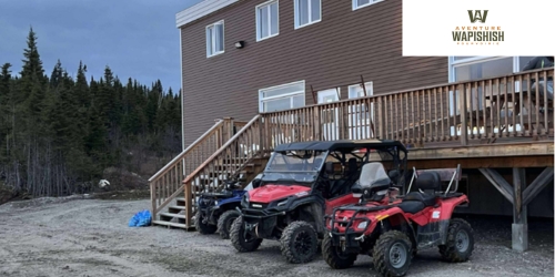 ATV and lodge with Wapishish logo